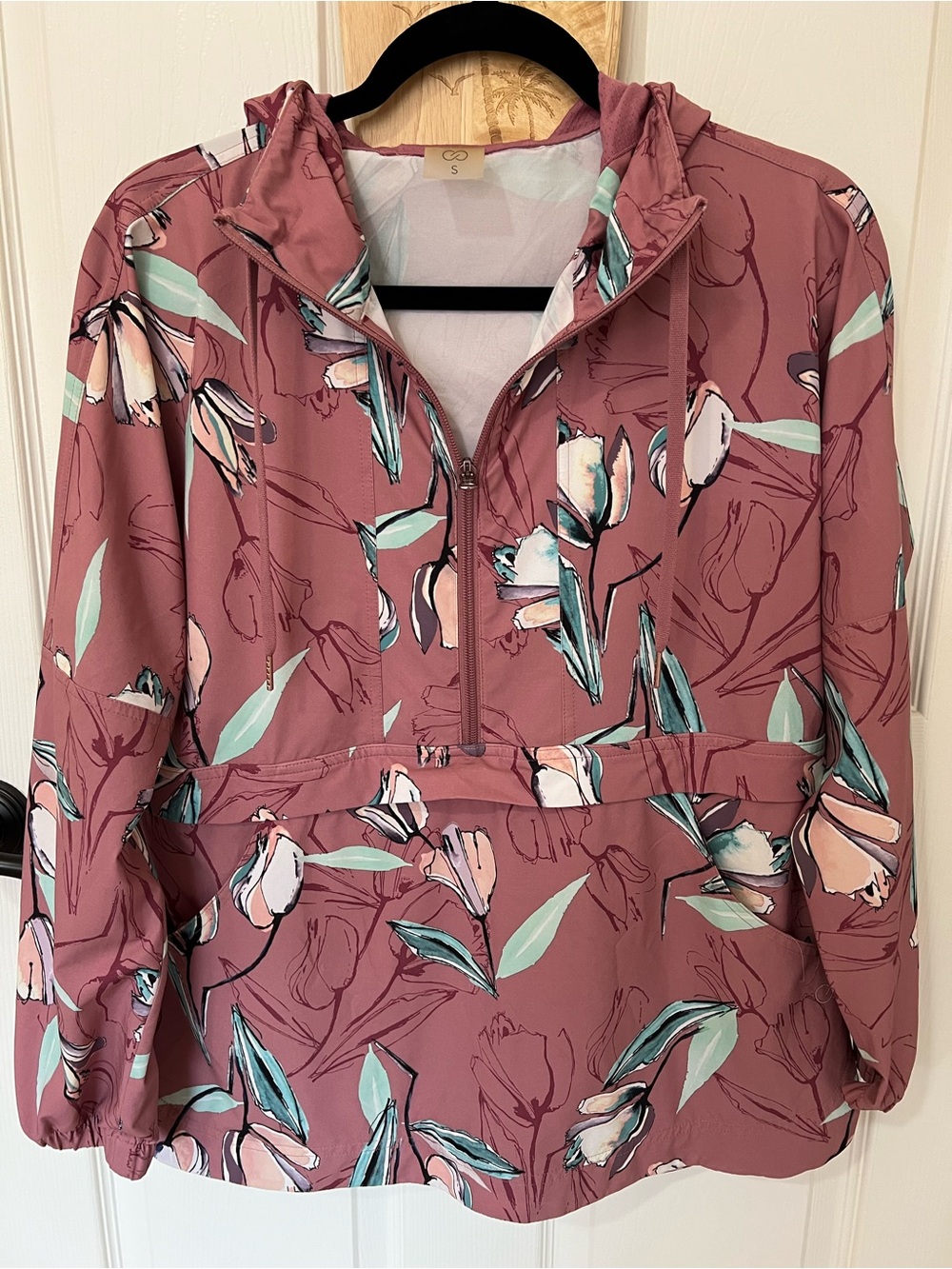 CALIA by Carrie Underwood Mauve Pink Floral Half-Zip Hoodie